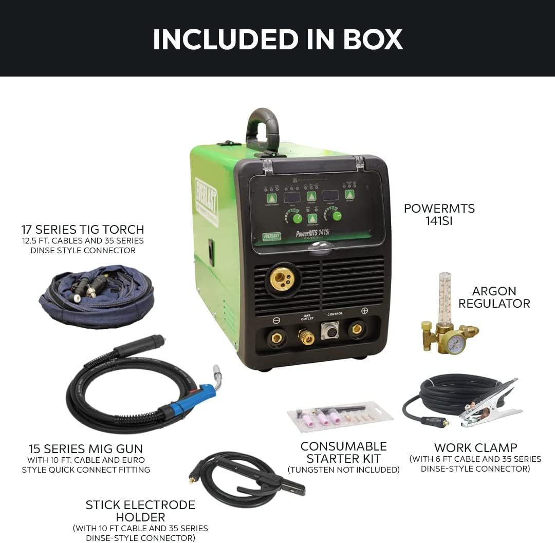 New Powermts 141Si Mig/Tig/Stick 140 Amp IGBT Welder 110V Input Voltage