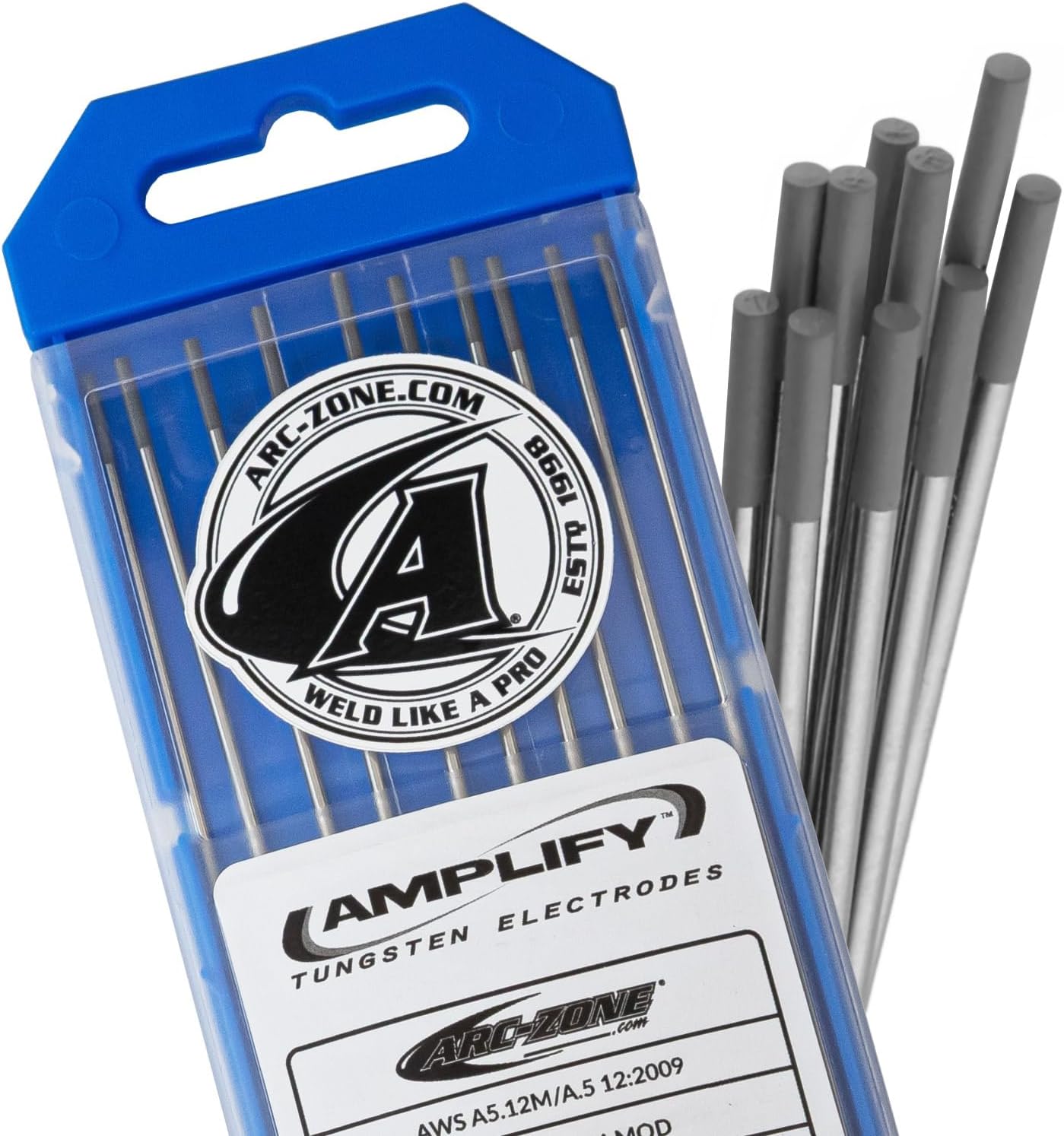 Arc-Zone Amplify Tungsten Electrode for TIG Welding, 2% Ceriated 3/32" X 7" (Grey, Ewce-2) 10 Pack