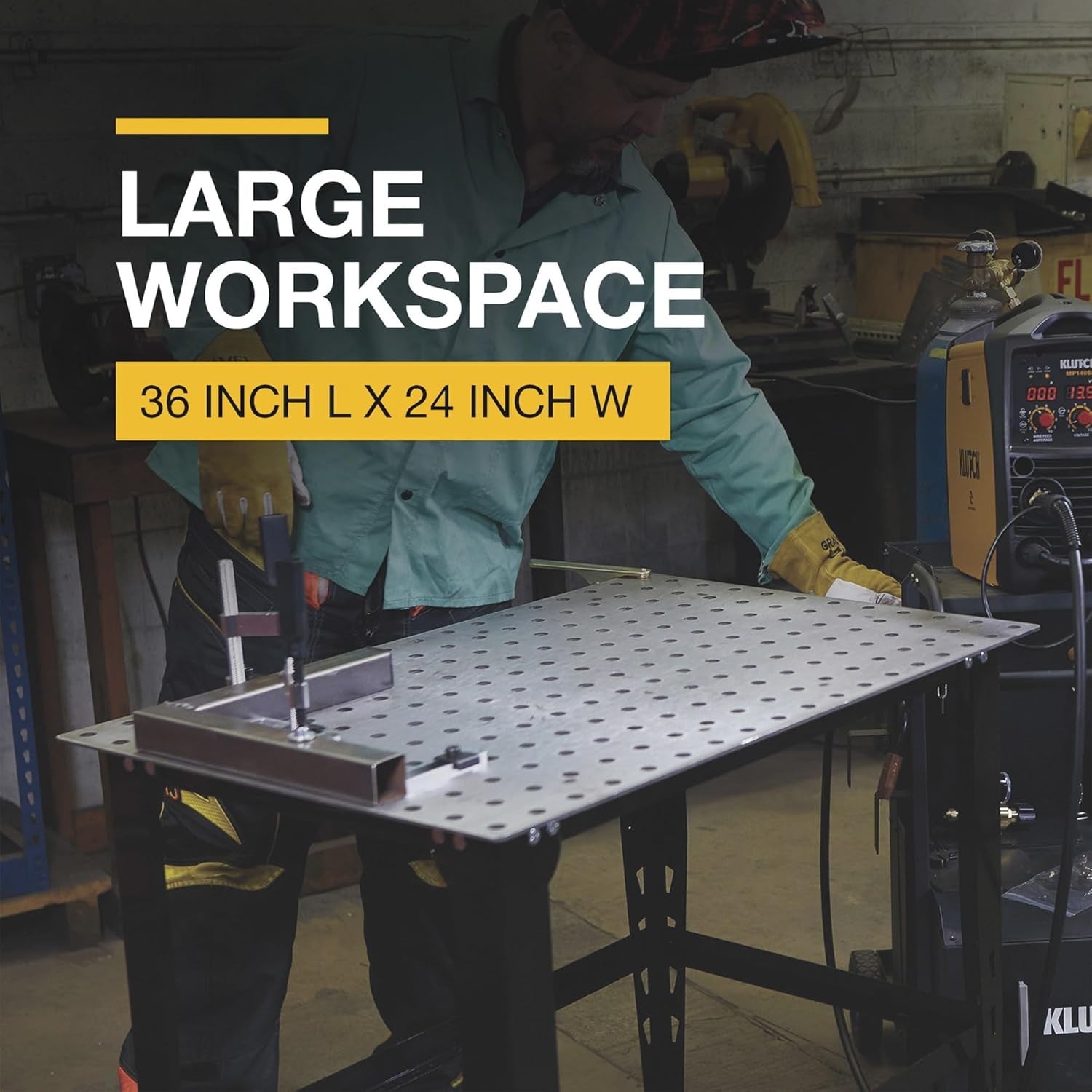 Steel Welding Table, 600 Lbs Weight Capacity, 16Mm Holes, 24-Pc Metal Fit-Up Kit, Welding Tables for Shop (Black)