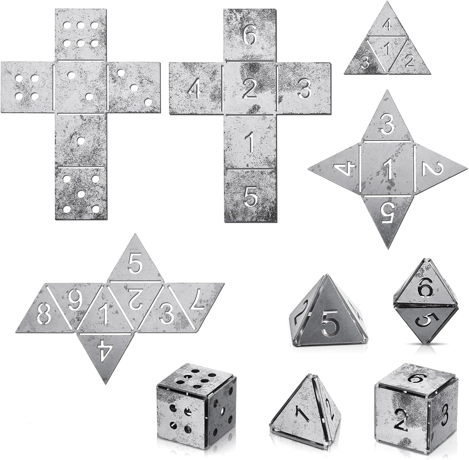 5 Pieces Welding Practice Kit Steel 16 Gauge Dice Welding Coupons DIY Equipment Mild Triangle Plate for Beginners TIG MIG Gas Arc Stick Practice Training Accessories Tools, 5 Styles