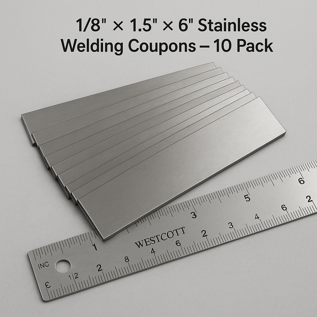 1/8" × 1.5" × 6" Stainless Welding Coupons – 10 Pack