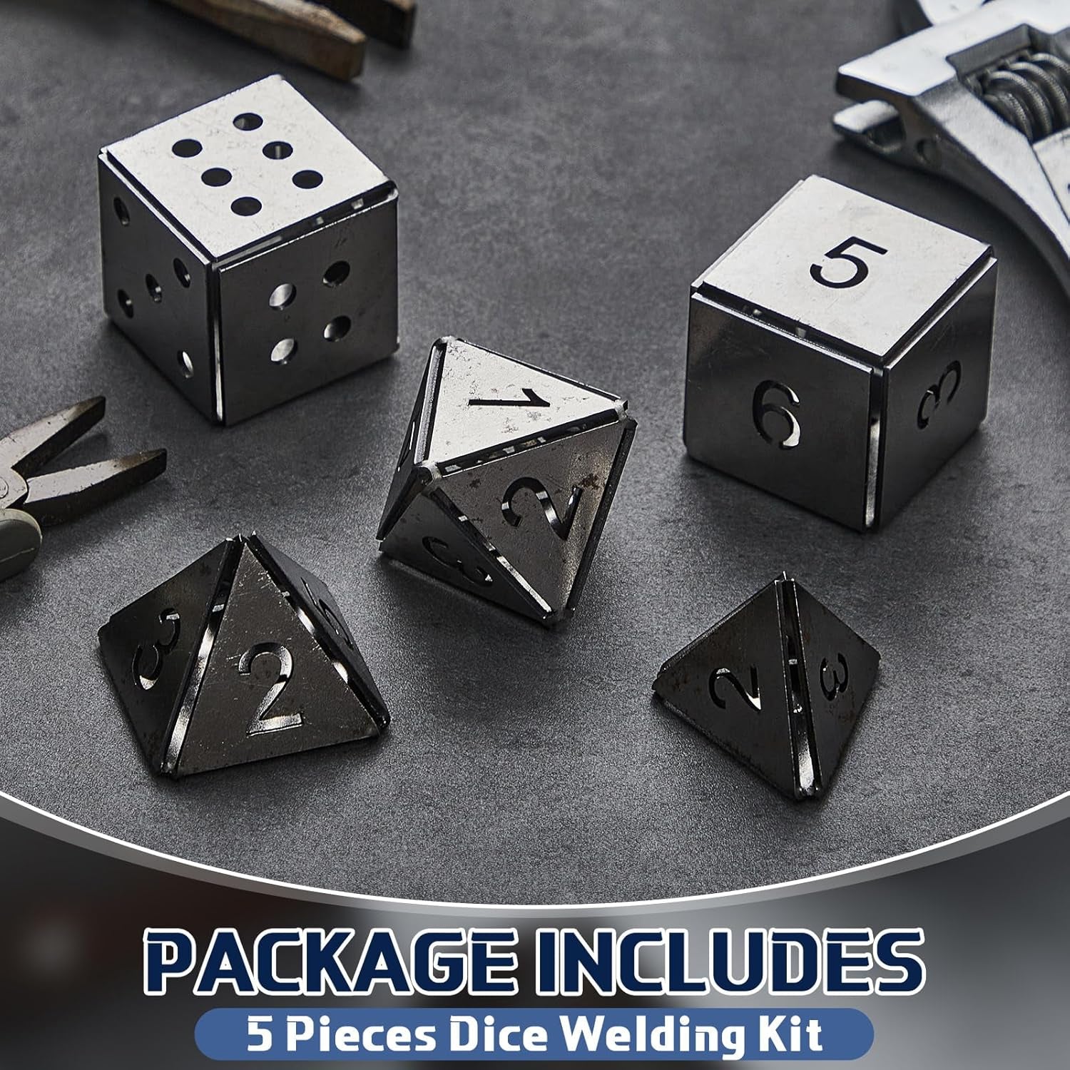 5 Pieces Welding Practice Kit Steel 16 Gauge Dice Welding Coupons DIY Equipment Mild Triangle Plate for Beginners TIG MIG Gas Arc Stick Practice Training Accessories Tools, 5 Styles