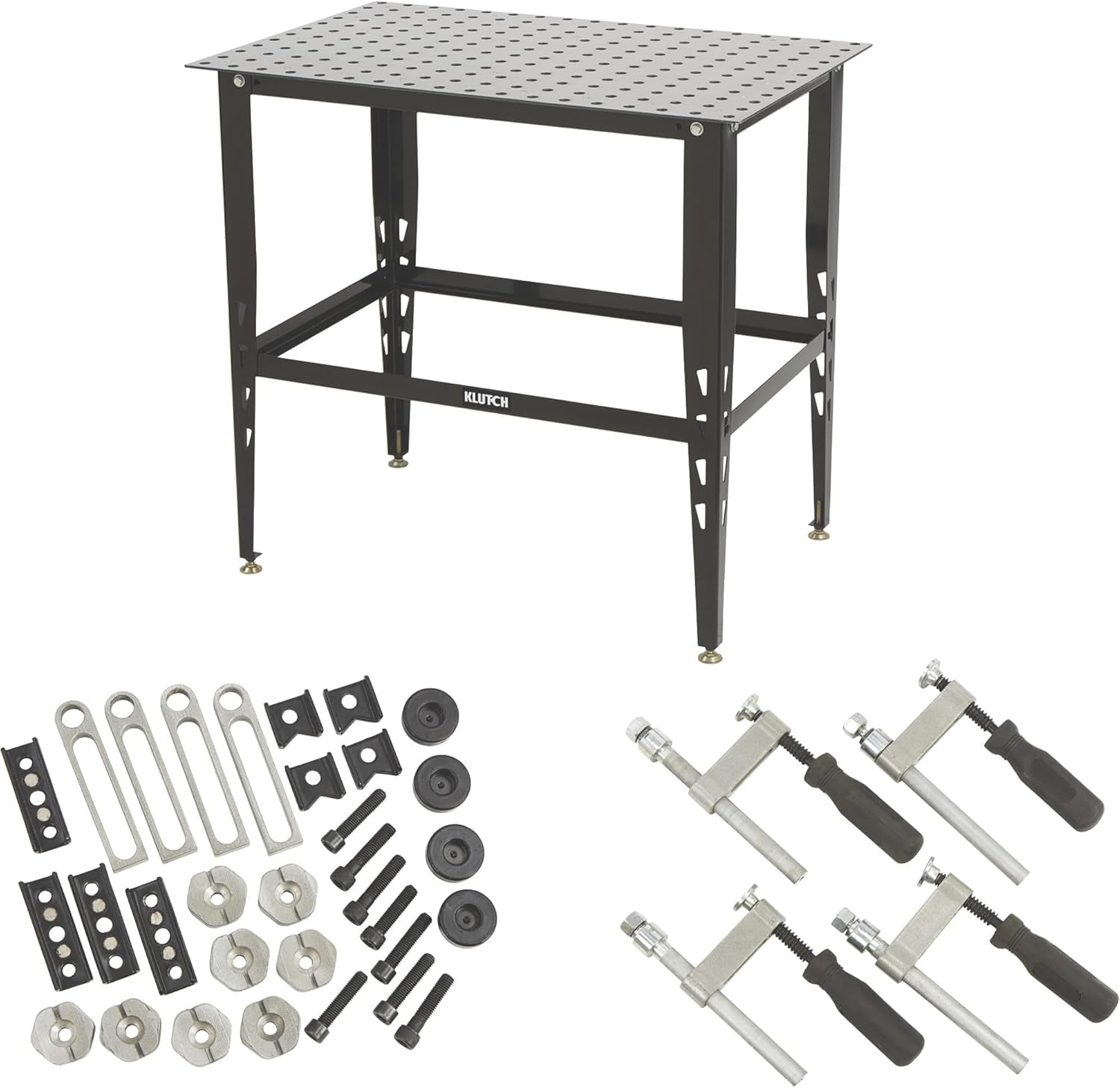 Steel Welding Table, 600 Lbs Weight Capacity, 16Mm Holes, 24-Pc Metal Fit-Up Kit, Welding Tables for Shop (Black)